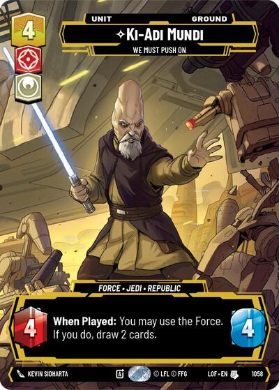 Ki-Adi-Mundi - We Must Push On (Prestige) - Legends of the Force Star Wars Unlimited Trading Card