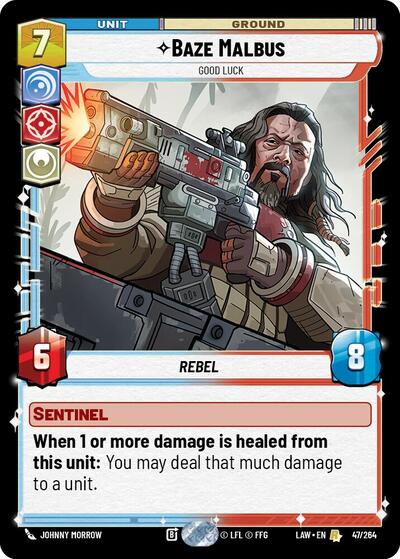 Baze Malbus - Good Luck - A Lawless Time Star Wars Unlimited Trading Card