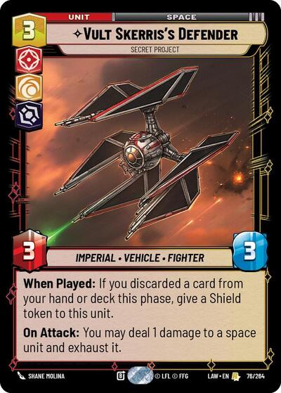 Vult Skerris's Defender - Secret Project - A Lawless Time Star Wars Unlimited Trading Card