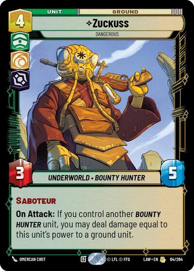 Zuckuss - Dangerous - A Lawless Time Star Wars Unlimited Trading Card